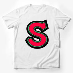 Bold Red and Black Letter S Graphic T-Shirt, Stylish Unisex Alphabet Tee Male T-Shirt Custom graphic T-Shirt.Customize your color Tan Crew Neck Sporty T-shirt, Red Logo Print T-shirt For Streetwear, Red Graphic Design Crew Neck T-shirt, Red Graphic Crew Neck T-shirt, Red Crew Neck T-shirt With Graphic Design, Red Cotton T-shirt With Graphic Design, Red Graphic Print T-shirt, Red Graphic Tee With Print, Red Graphic Print Tee Shirt