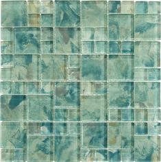 a blue and green tile pattern with squares on the bottom, in shades of teal