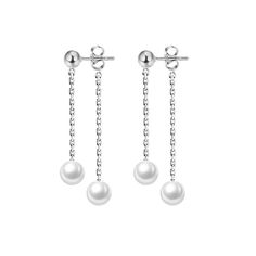 PRICES MAY VARY. High Quality Material: These pearl dangle earrings are made of S925 sterling silver combined with pearl, not just the posts, but the entire body of the earrings is made of sterling silver. Sensitive ears can also be worn with confidence, without causing allergies or turning skin green. Earring Parameters: The overall length of these pearl dangle earrings is 30mm/1.18”, the size of the pearl is 4mm/0.15”. Weight: 0.96g/pair. S925 stamped. Fashion Style: These earrings are pearl d Pearl Drop Earrings Silver, Green Earring, Earrings Chain, Pearl Dangle Earrings, Women Earrings, Earrings Pearl, Zirconia Earrings, Pearl Earrings Dangle, Silver Drop Earrings