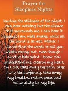 prayer for sleepless nights with trees and sky in the background at sunset or dawn