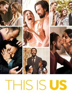 this is us movie poster with many people in the background and one woman kissing another man