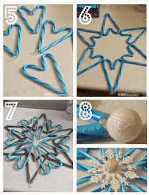 how to make snowflakes out of plastic straws and paper machils - step by step instructions