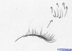 a drawing of an eye with long lashes and arrows pointing up at the viewer's eyes