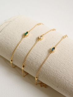 Louise Bracelet - Green Onyx Marquise in Gold Green Onyx, Marquise Cut, Jewel Tones, Ear Jewelry, Delicate Bracelet, Wheat, Onyx, Gold Bracelet, 18k Gold