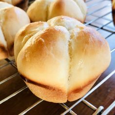 bread rolls cooling on a wire rack