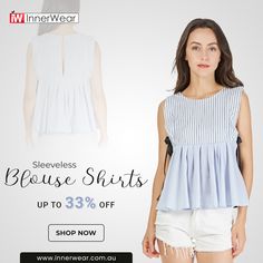 Look trendy wearing sleeveless blouse shirts from IW. We help you get awesome collection of our casual wears available in all sizes. #summerdress #Tshirt #croptop #tanktop #innerwearau #onlineshopping #laceslips #women #Australia #camisolebra #BraTankTops #casualtanktop #EmbroideredTop #Summerwear #VintageBlouse #Blouse #SleevelessStripedBlouse #StripedBlouse #SleevelessBlouse White Lace Blouse, Feminine Blouses, Pleated Blouse, Weave Style, Women Sleeve, Plus Size Womens Clothing