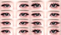 many different types of eyes with long lashes