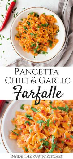 pancetta, chili and garlic karpalle recipe on a white plate