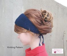 Tie Back Headband Knitting Pattern, Quick Knit, DK Worsted Yarn, Seed Stitch, Short Rows Headband Knitting Pattern, Headband Knitting, Knitting Short Rows, Crochet 101, Crochet Lace Shawl, Knit Headband Pattern, Poncho Knitting Patterns, Quick Knits, Seed Stitch