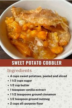 a recipe for sweet potato cobbler with instructions