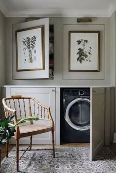 Here’s a couple of ideas to make your washing less of a chore if you’re planning a renovation or looking to do some home improvement! Laundry Storage Cabinet, Hidden Laundry Rooms, Washer Dryer Laundry Room, Laundry Nook, Hidden Laundry, Laundry Room Closet, Laundry Room Layouts, Laundry Room Renovation, Laundry Room Ideas