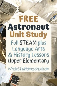 a pile of clothing with the words free astronaut unit study