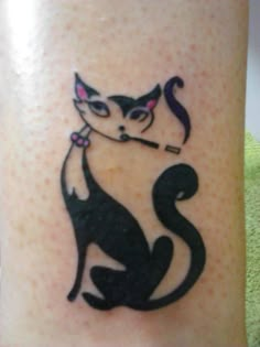 Glamurous cat #Tattoo Vintage Cat Tattoo Ideas, 60s Tattoo, Vintage Cat Tattoo, Trashy Tattoos, Meow Tattoo, Silly Tattoos, Cute Henna, Like A Tattoo