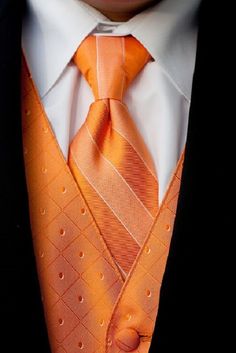 Orange tie and vest Tux For Prom, Burnt Orange Weddings, Mens Black Jacket, Sharp Dressed Man