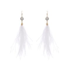 PRICES MAY VARY. Unique Design: The long feather earrings combine long feathers and faux druzy, durable and reliable, safe and lightweight, not easy to fade, Look very chic, sufficient to satisfy your everyday dress up demands. Material: Feather, hypo-allergenic earrings hook, faux druzy. Size: Length about 17*3 cm/6.7*1.2 inch, lightweight. Please note each one will be slight different from each other, but all feathers are well selected & inspected. Occasions: You can wear the colorful feather Elegant Feather Earrings For Gift, White Feather Earrings, Elegant Dangle Earrings With Feathers, Elegant Feather Drop Earrings, Adjustable Silver Feather Earrings, Feather Wedding, Colorful Feathers, Feather Earrings, Everyday Dresses