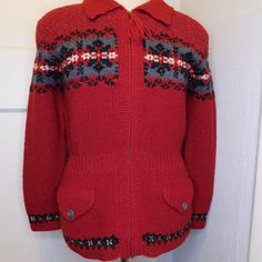 New! Lauren Ralph Lauren Womens Sz M Wool Nordic Red Hand-Knit Zip Cardigan Sweater was just added to eBay. Check it out! #eBay #eBaySeller Red Knit Long Sleeve Outerwear, Red Knit Sweater Coat For Winter, Red Knitted Sweater Coat For Winter, Red Fair Isle Long Sleeve Outerwear, Red Wool Knitted Outerwear, Knit Red Outerwear For Cold Weather, Cozy Red Knitted Outerwear, Red Knit Outerwear For Cold Weather, Casual Red Knitted Sweater Coat