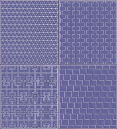 four different patterns in blue and white