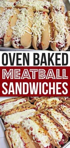 oven baked meatball sandwiches with cheese on them