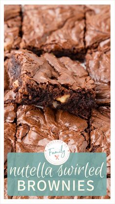 chocolate brownies stacked on top of each other with the title text overlaying