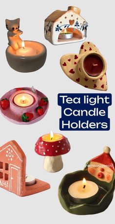 Tea Candle Holders Diy, Clay Candle Holders Diy, Diy Tea Light Candle Holders, Tea Lights Diy, Crayola Air Dry Clay, Clay Candle Holders, Mini Candle Holders, Tea Candle Holders, Clay Candle