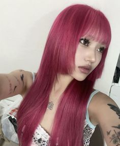 Pinkish Purple Hair, Pinkish Red Hair, Dark Pink Hair, Purple Hair Highlights, Hime Cut, Wine Hair, Hair Creations, Hair Advice