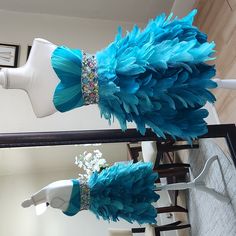 Nwt Size 2 Turquoise Party Time Homecoming, Prom, Or Pageant Cocktail Dress. Strapless With Full Feather Flare Bottom. Wide Belt With Large Colored Rhinestones. Due To Sizing Dress Does Not Fully Zip On Mannequin. Recommended To Be About 2" Smaller (1 Whole Size) Smaller Than Mannequin Measurements Given. Flat Lay Measurements: Armpits 14" Waist 12" (24") Total Length: 37.5" (Hollow To Bottom Row Of Feathers) Dress Form: Bust 34" Waist 26" Prom, Pageant, Homecoming, Snowball, Gala, Or Even Brida Blue Feather Dress, Feathers Dress, Turquoise Party, Blue Feather, Feather Dress, Vintage Style Dresses, Media Center, Wide Belt, Style Dresses