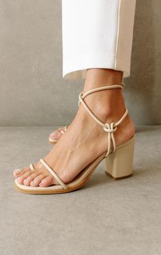 An all-strap sandal for a playful touch. Tied around the ankle as you see fit; change it up every once in a while with this versatile, half-casual, half-dressy essential. Size Tip: If you are between sizes we recommend selecting the next full size up. White Bachelorette Party Outfit, White Bachelorette, Beach Wedding Shoes, Work Outfits Women Summer, Bachelorette Party Outfit, Nude Sandals, Wedding Guest Shoes, Wedding Dress Shoes, Bridesmaid Shoes