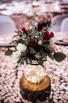 a vase filled with flowers sitting on top of a table