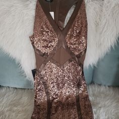 New With Tags,Brown Sequin Bebe Dress Just Never Got Around To Wearing It. Absolutely Beautiful. Originally 160.00. Brown V-neck Mini Dress For Party, Fitted Brown Mini Dress For Party, Glamorous Brown Party Dress, Glamorous Sleeveless Brown Dress, Sleeveless Brown Bodycon Party Dress, Glamorous Brown Dresses For A Night Out, Brown Sequined Dress For Night Out, Elegant Brown Mini Dress For Party, Brown Sequined Dress For Party