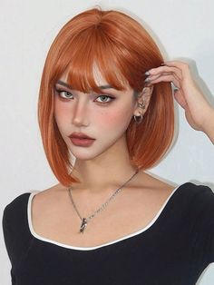 🌟 Welcome to our store! At ZemiksAccessory, you can enjoy creating a different style anytime. ️ ZemiksAccessory offers high-quality hair imitations at affordable prices. Each wig is made from carefully selected high-quality materials and meticulously prepared by expert craftsmen. 👌 Color:Orange Type:Bangs Wig Curl:Straight Hair Dye/Bleach/Perm:No Heat Tolerence:100℃ In our store, you can find long hair wigs, short hair wigs, hair accessories, and more 🌈. We offer a wide range of colors 🎨 and Andrea Aurelia, Orange Bob, Bob Wigs With Bangs, Portrait Practice, Curling Straight Hair, Bangs Wig, Long Hair Wigs, Different Hair Types, Top Hairstyles