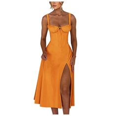 Sundress Dinner Outfit, Mexico Wedding Dress Guest, Vacation Dresses Black Women, Big Bust Dress, Amazon Sundress, Wedding Reception Dress For Guest, Casual Orange Dress, Pr Outfits, Puerto Rico Vacation Outfits