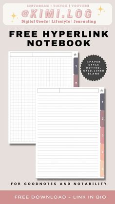 This digital notebook works with iPads or Android Tablets in note-taking apps like Goodnotes, Notability or Noteshelf. lined, dotted, square and blank templates. Notability Notes Template Free, Goodnotes Template Free Study, Free Planner Templates, Goodnotes 5, Study Planner Printable, Free Notebook, Planner Writing, Notebook Templates, Planner Setup