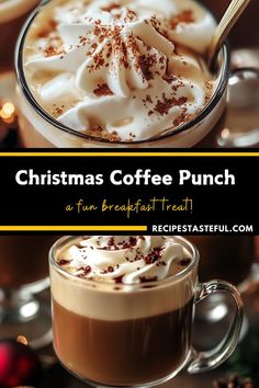 christmas coffee punch with whipped cream and chocolate sprinkles