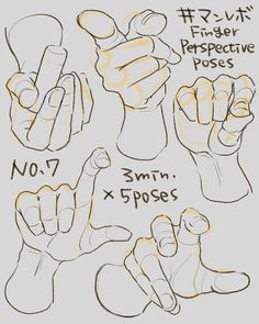 the instructions for how to draw hands in different poses and positions, including one hand with two