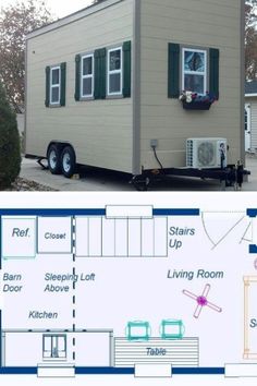 the floor plan for a tiny house is shown