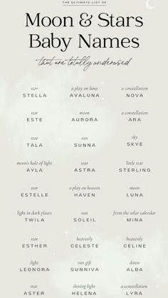 the moon and stars baby names