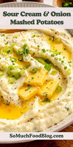 Sour Cream and Onion Mashed Potatoes take your classic mashed potatoes to the next level. They are perfectly creamy and packed with tons of flavor–like your favorite potato chip, elevated!