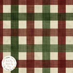 a red and green plaid fabric with white dots