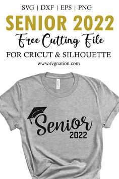 a gray shirt with the words senior on it and a graduation cap in black ink