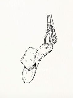 a drawing of a foot with bones attached to it