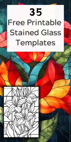 a stained glass window with the words free printable stained glass templates on it