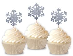 Snowflake Cupcake Toppers Winter Wonderland Birthday Theme, Wonderland Birthday Theme, Winter Onederland Cake, Glitter Cupcakes