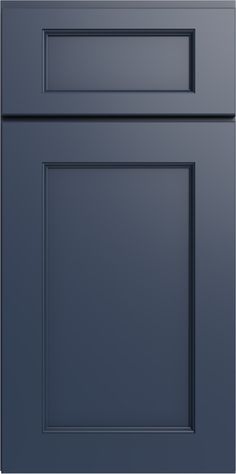 an image of a kitchen cabinet door in dark blue color, with the bottom panel missing