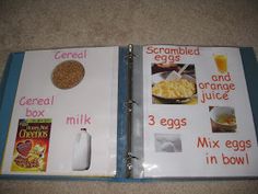 two books with pictures of cereal and eggs on them