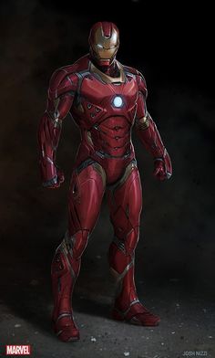 an iron man standing in the dark