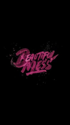 a black background with pink spray paint and the words beautiful mess written in purple ink