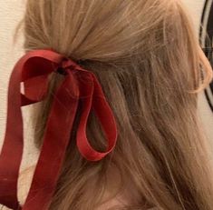 red ribbon,blonde hair aesthetic elegant coquette hairstyle cute Chrissy Cunningham, Icona Ios, Gryffindor Aesthetic, Cherry Girl, Taylor Swift Albums, Minako Aino, Red Era