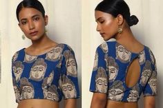 Kalamkari Blouse Designs Cotton Saree, Crop Top For Wedding, Designer Crop Top, Blouse Party Wear, Buddha Print, Plain Sarees