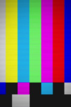 an old tv screen with the colors of rainbows and blue, red, green, yellow