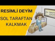 a drawing of a person sitting on a bench in front of a sign that says sol tarafan kalkmak